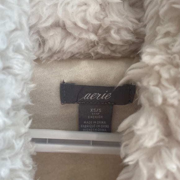 White Sherpa Cardigan Aerie - Picture 3 of 3